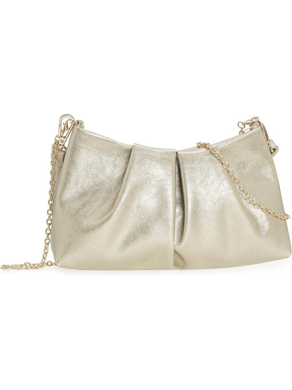 Women's Light Gold Pleated Pu Clutch Purse For Dressy Formal Cocktail Handbag